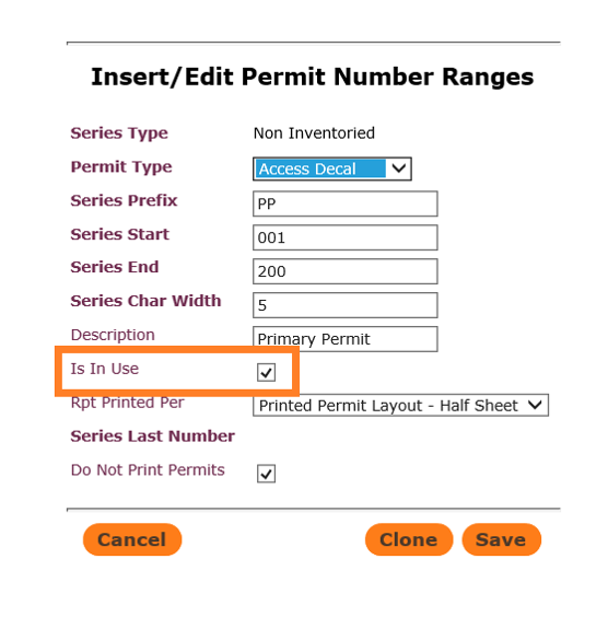 Insert/Edit Permit Number Ranges in T2 Flex